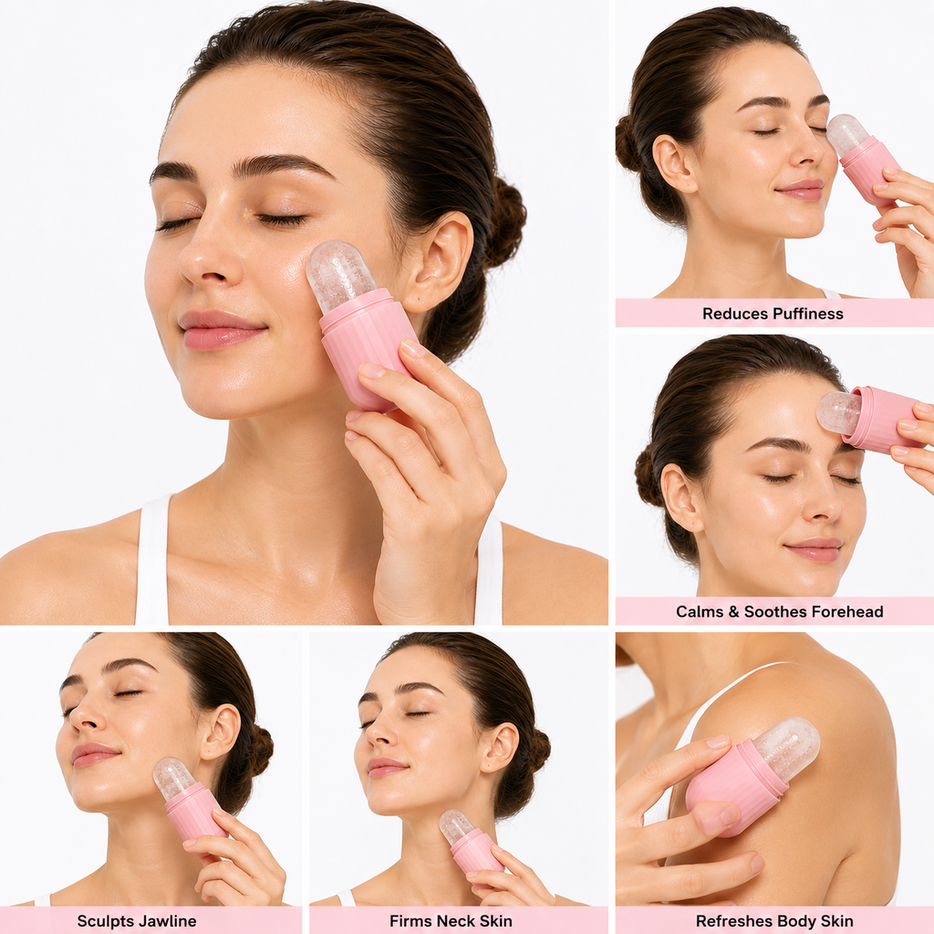 Ice Roller for Face & Skin Care – Reusable Facial Ice Roller for Puffiness, Dark Circles & Glowing Skin