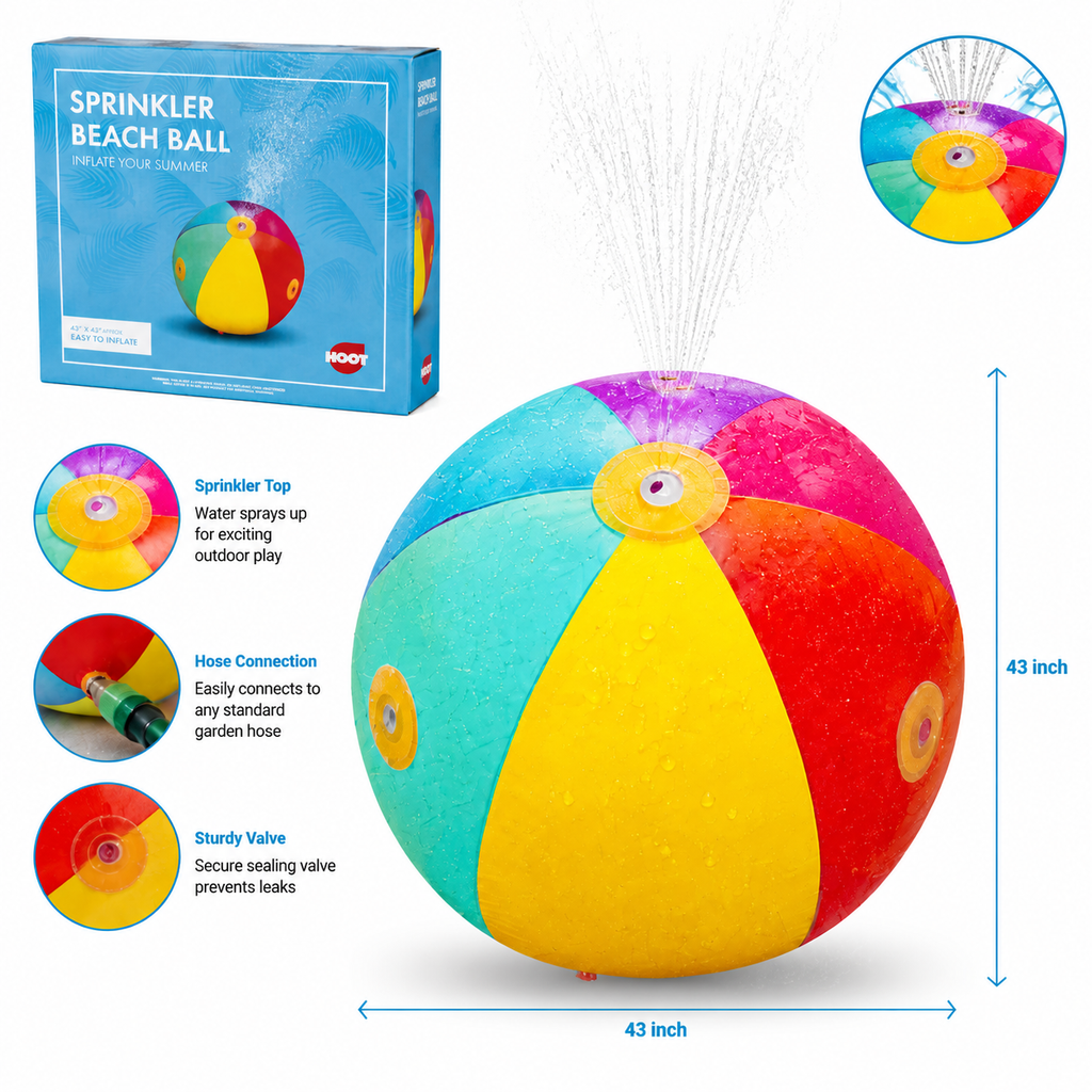 Sprinkler Beach Ball – Inflatable Water Fun for Summer Play
