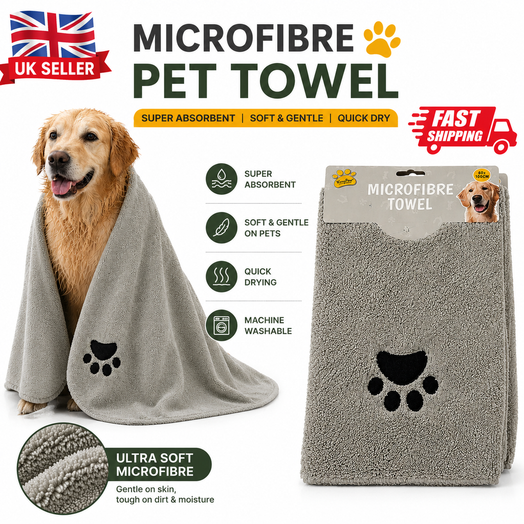 Microfibre Towel for Dogs – Soft, Absorbent Pet Drying Cloth