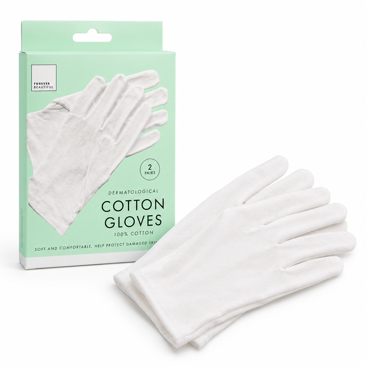100% Cotton Moisturizing Gloves – Soft Overnight Hand Care Gloves (2 Pairs)