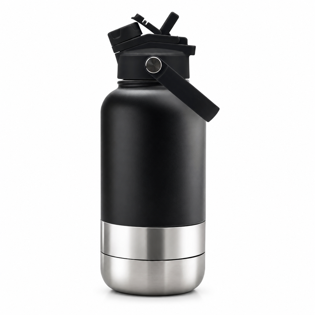 3-in-1 Insulated Dog Water Bottle – Portable Pet Travel Bottle with Food & Water Bowls, Leakproof & BPA-Free