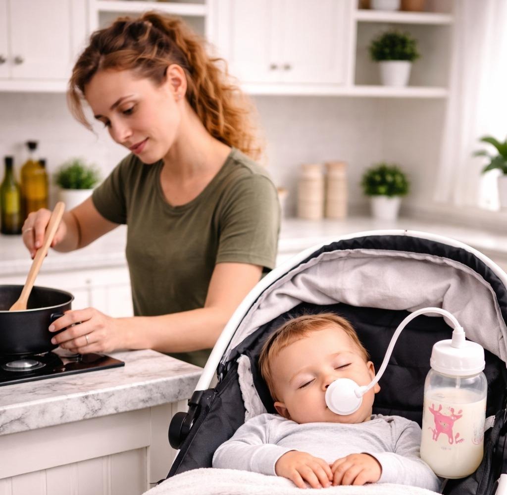 Hands-Free Baby Bottle Feeder Automatic Milk Feeding, Anti-Spill, Easy Use