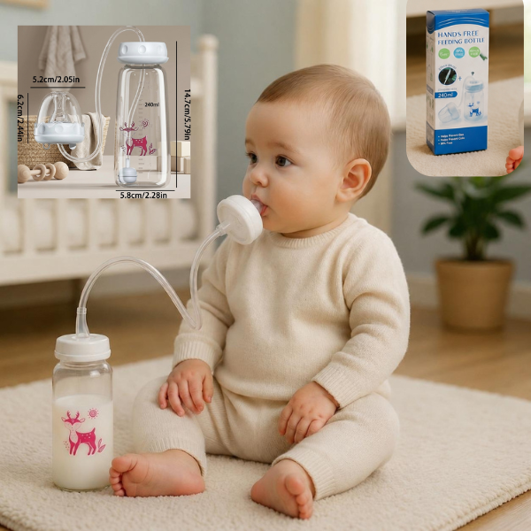 Hands-Free Baby Bottle Feeder Automatic Milk Feeding, Anti-Spill, Easy Use