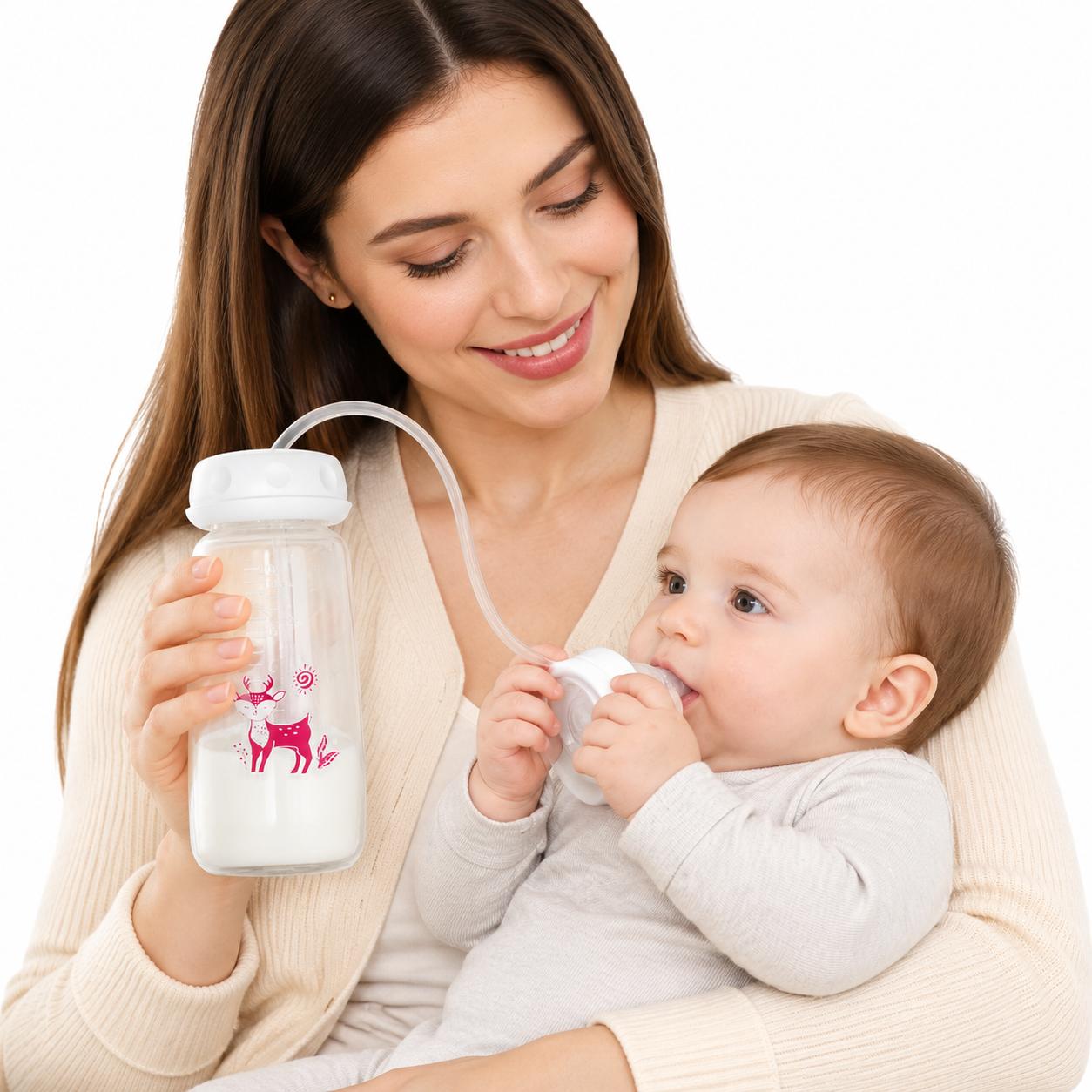 Hands-Free Baby Bottle Feeder Automatic Milk Feeding, Anti-Spill, Easy Use