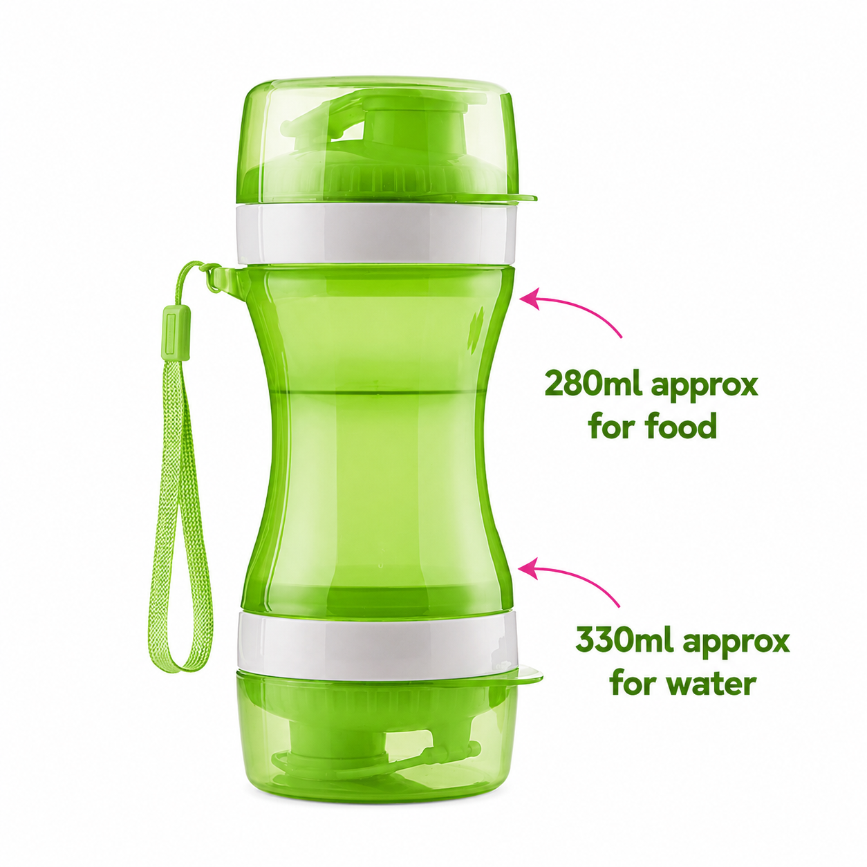 2 in 1 Portable Pet Water Bottle & Food Container Travel Dog Cat Drinking Bowl