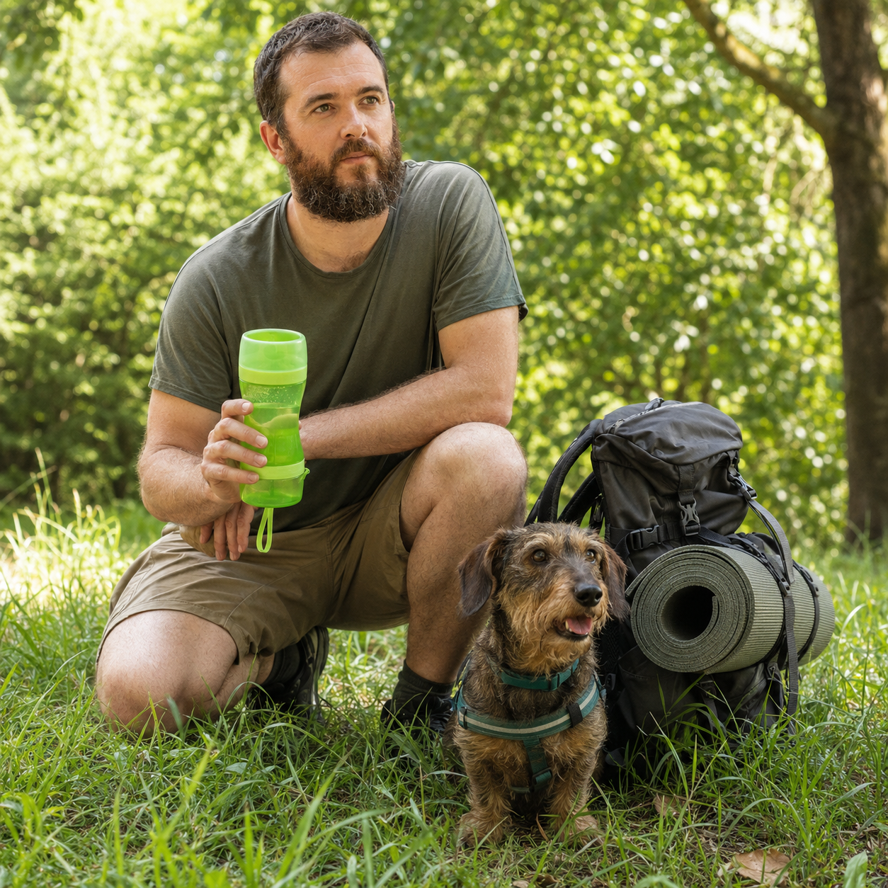 2 in 1 Portable Pet Water Bottle & Food Container Travel Dog Cat Drinking Bowl