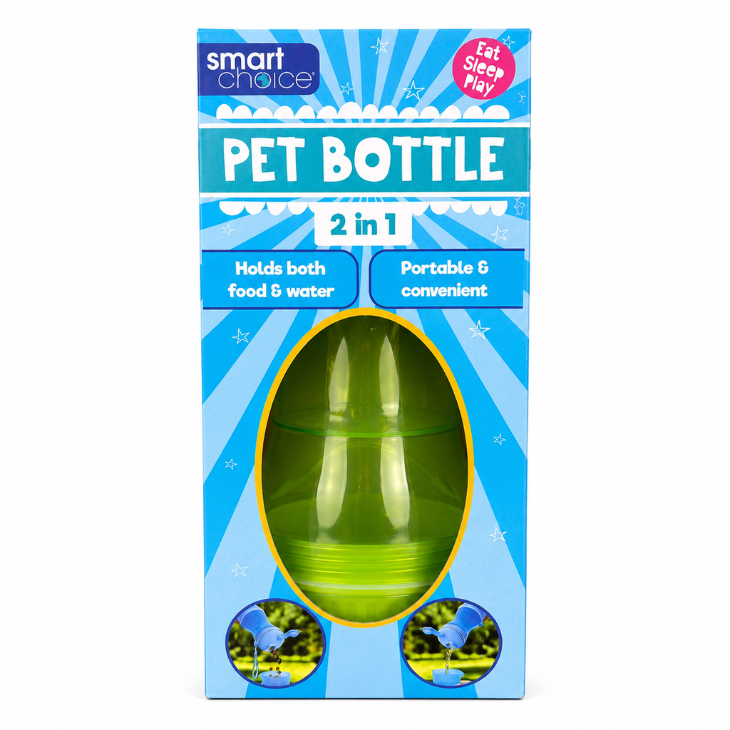 2 in 1 Portable Pet Water Bottle & Food Container Travel Dog Cat Drinking Bowl