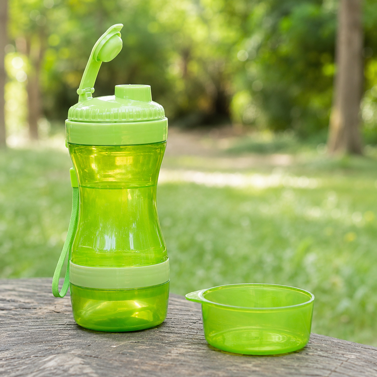 2 in 1 Portable Pet Water Bottle & Food Container Travel Dog Cat Drinking Bowl
