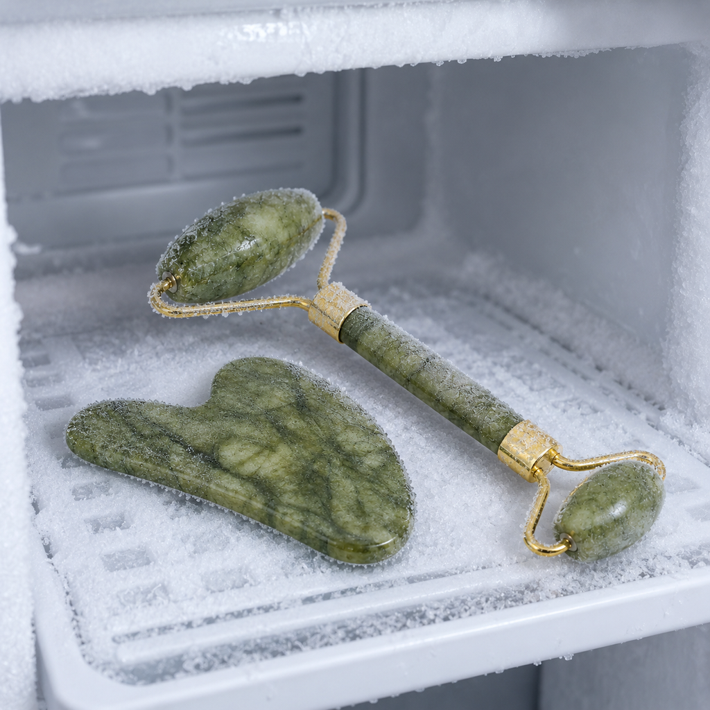 Natural Jade Roller & Gua Sha Set – Facial Massage Tools for Skin Care, Face Lifting & Depuffing