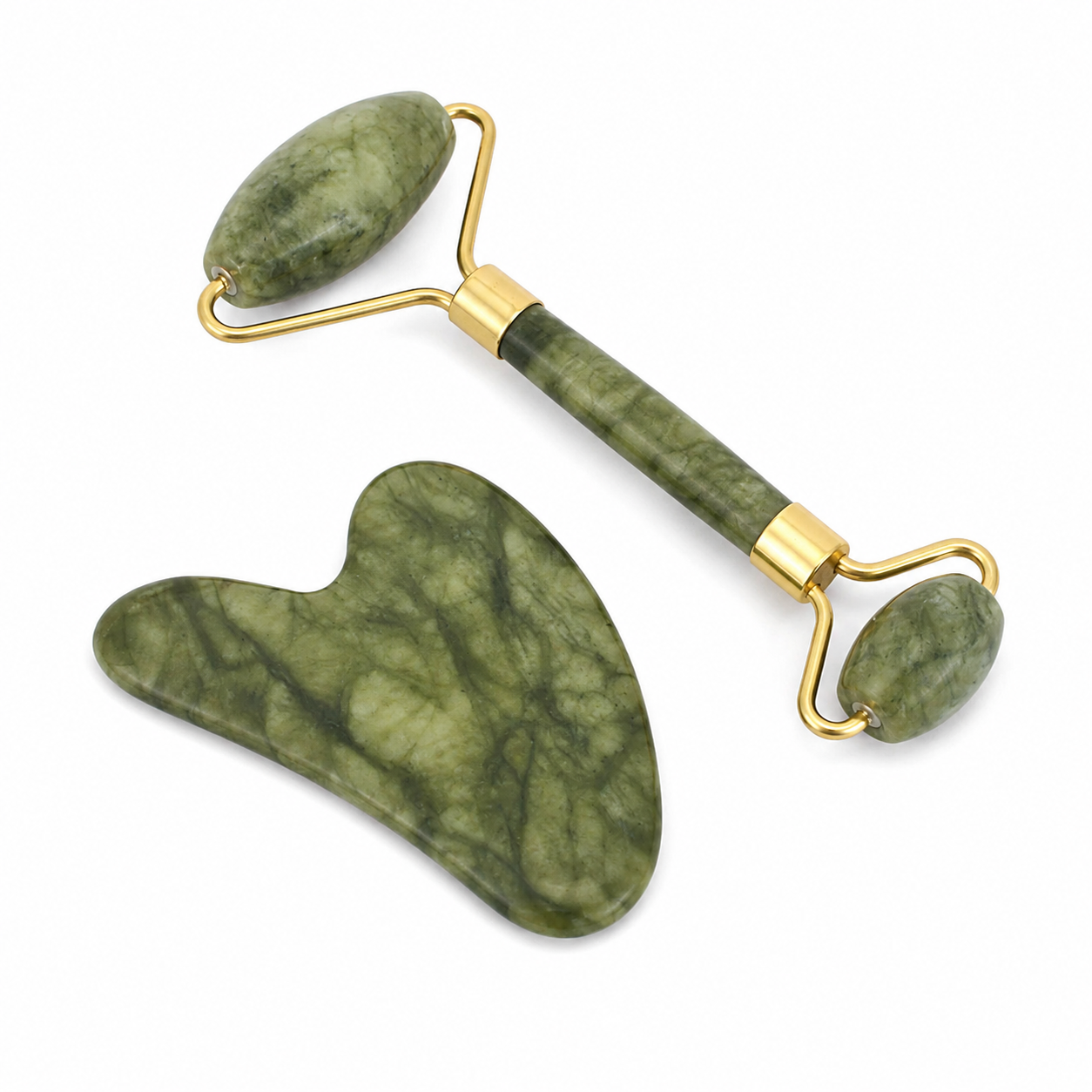Natural Jade Roller & Gua Sha Set – Facial Massage Tools for Skin Care, Face Lifting & Depuffing