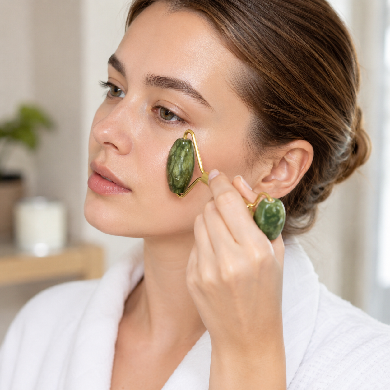 Natural Jade Roller & Gua Sha Set – Facial Massage Tools for Skin Care, Face Lifting & Depuffing