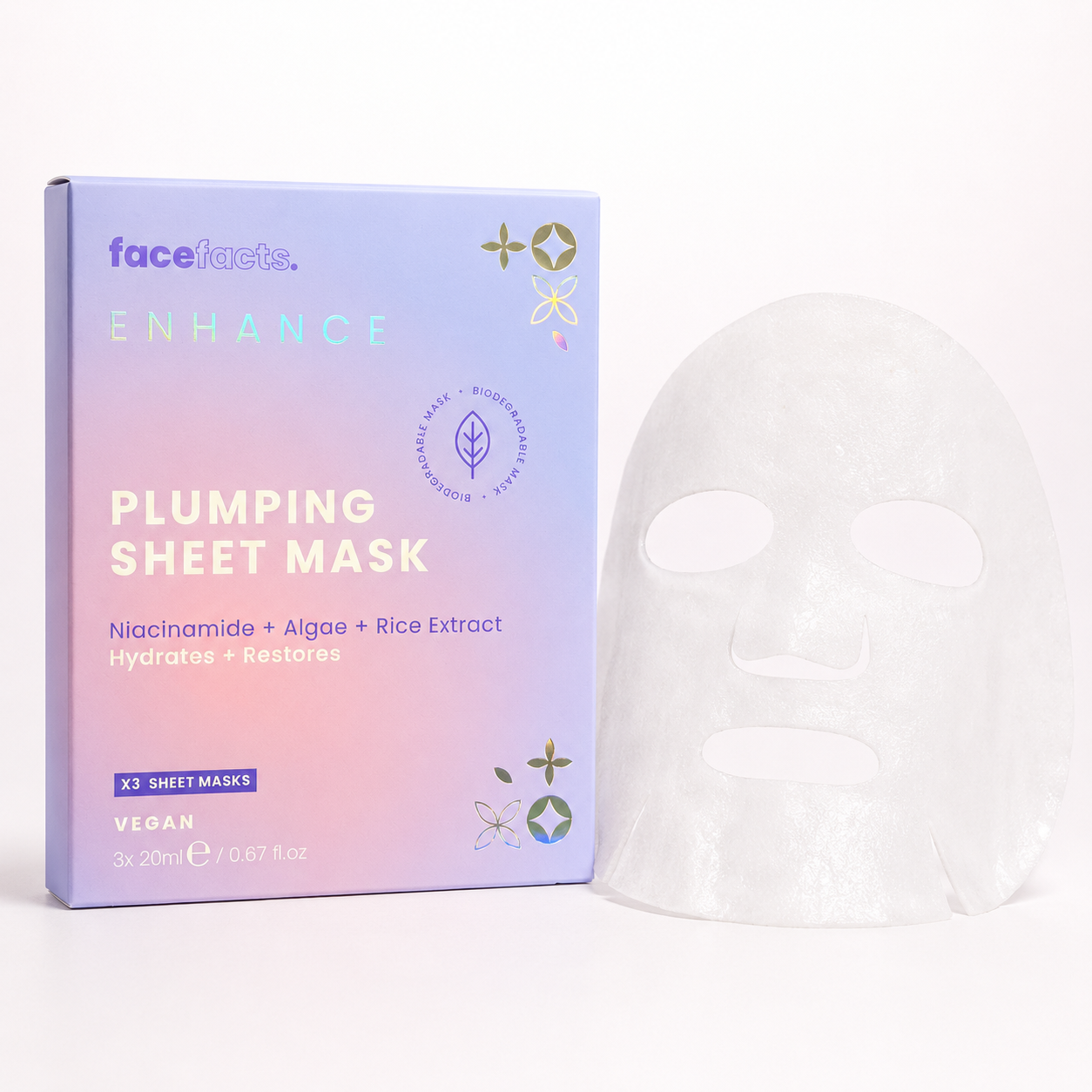 Glowing Biocellulose Sheet Mask – Hydrating Face Mask with Glycolic Acid & Vitamin C