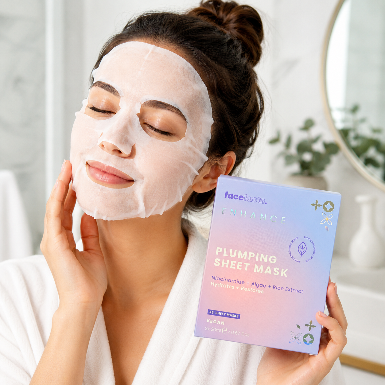 Glowing Biocellulose Sheet Mask – Hydrating Face Mask with Glycolic Acid & Vitamin C