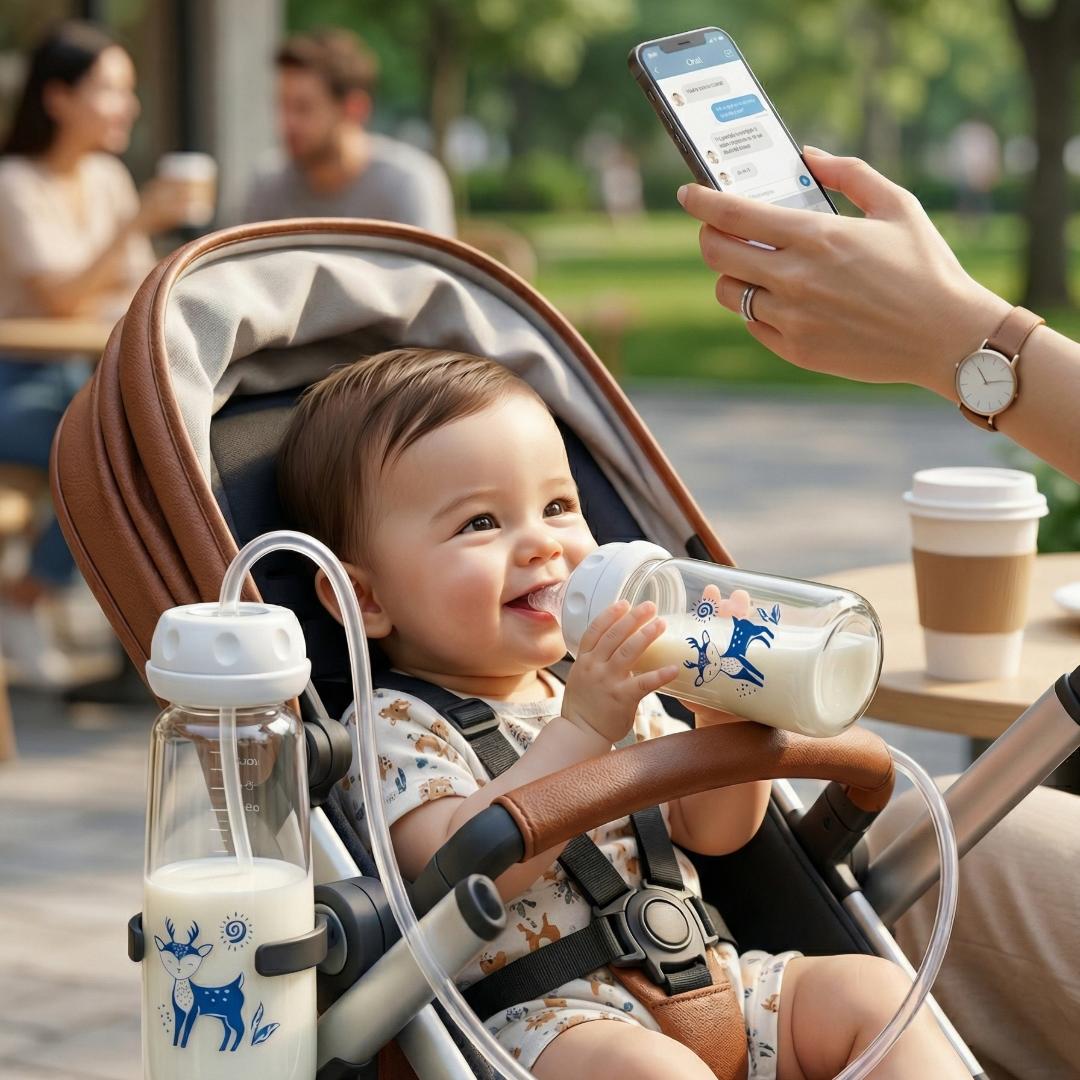 Hands-Free Baby Bottle Feeder Automatic Milk Feeding, Anti-Spill, Easy Use