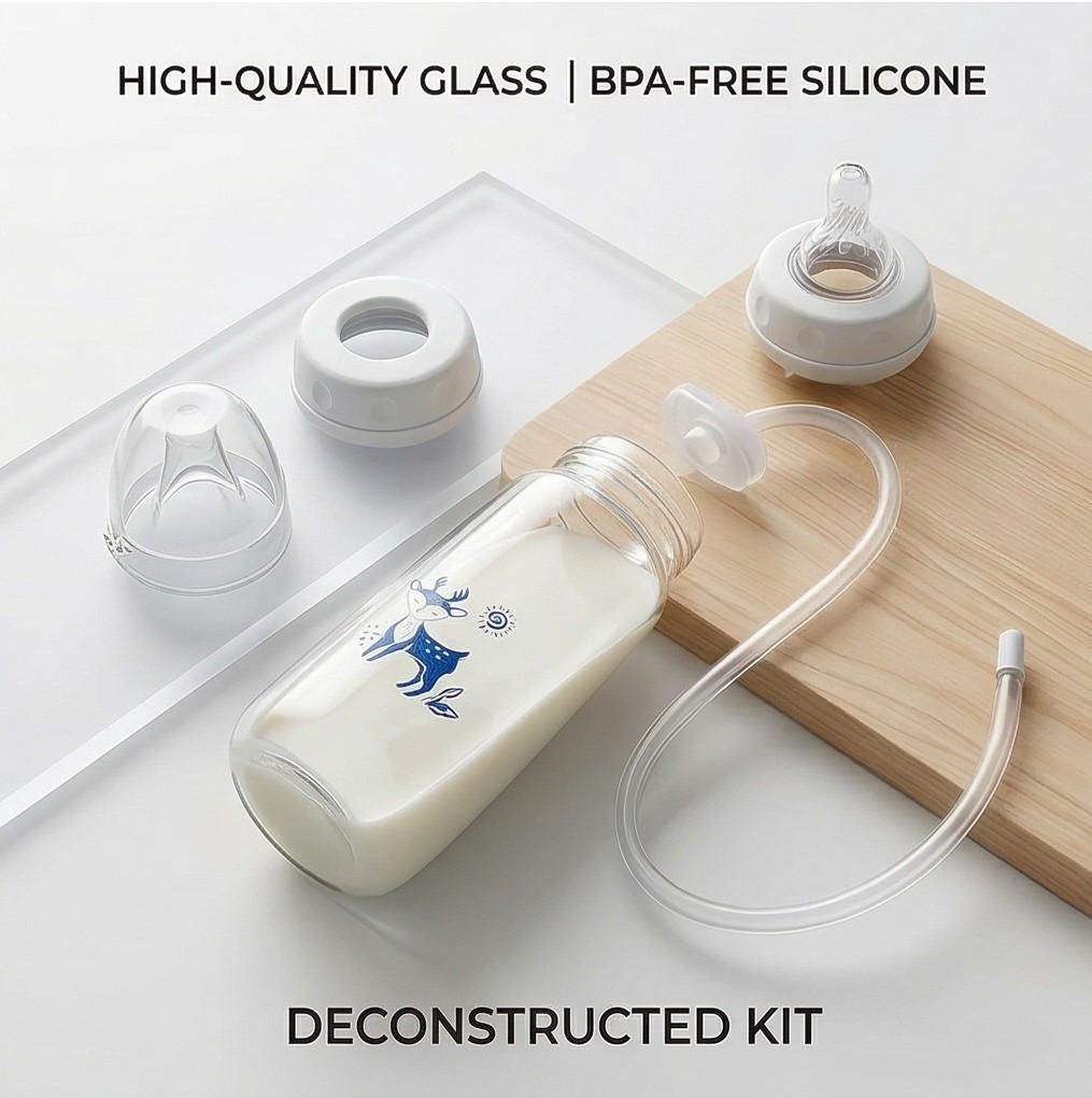 Hands-Free Baby Bottle Feeder Automatic Milk Feeding, Anti-Spill, Easy Use