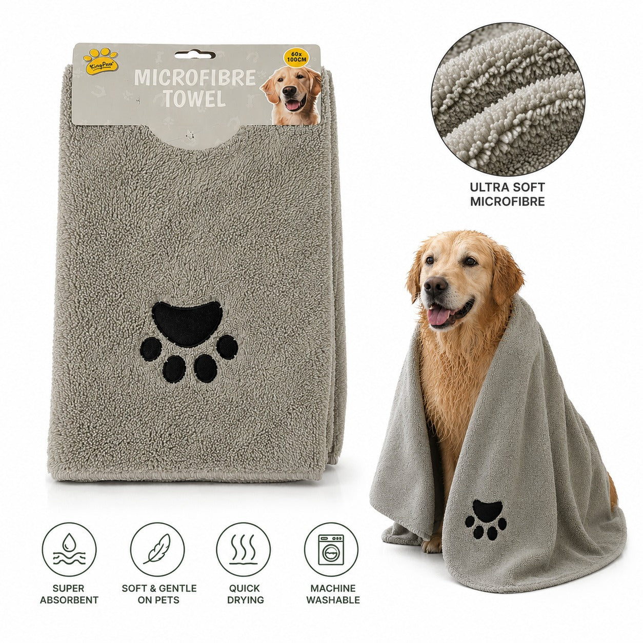 Microfibre Towel for Dogs – Soft, Absorbent Pet Drying Cloth