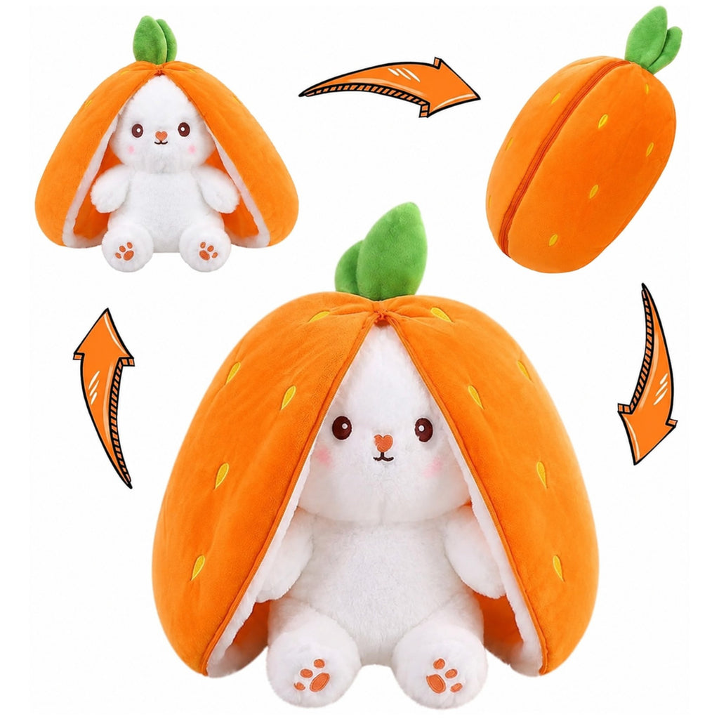 Easter Bunny Stuffed Animal, Carrot Bunny Plush Turn Into Rabbit Fruit Doll