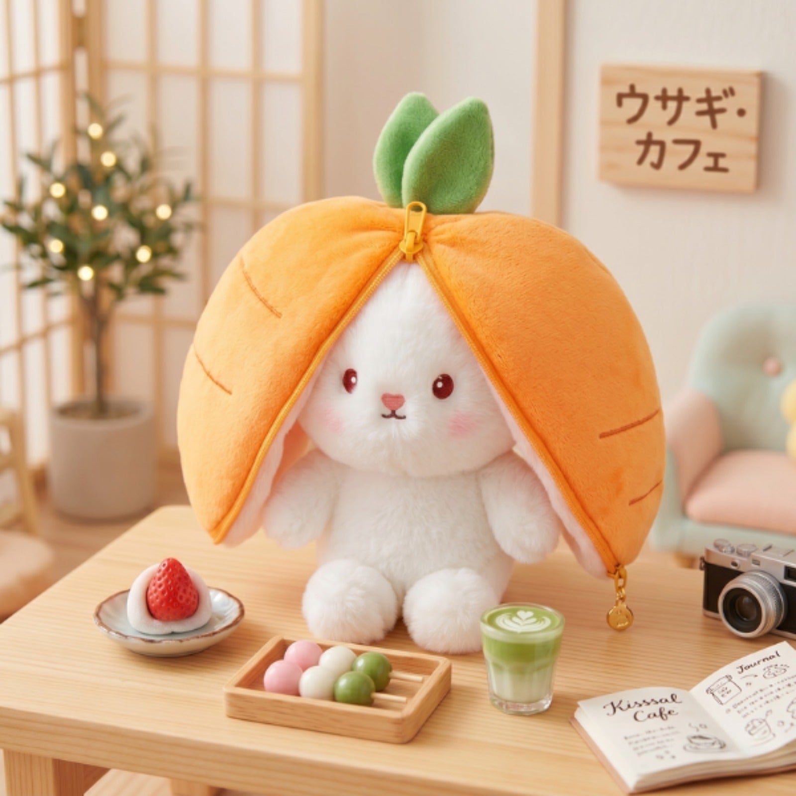 Easter Bunny Stuffed Animal, Carrot Bunny Plush Turn Into Rabbit Fruit Doll