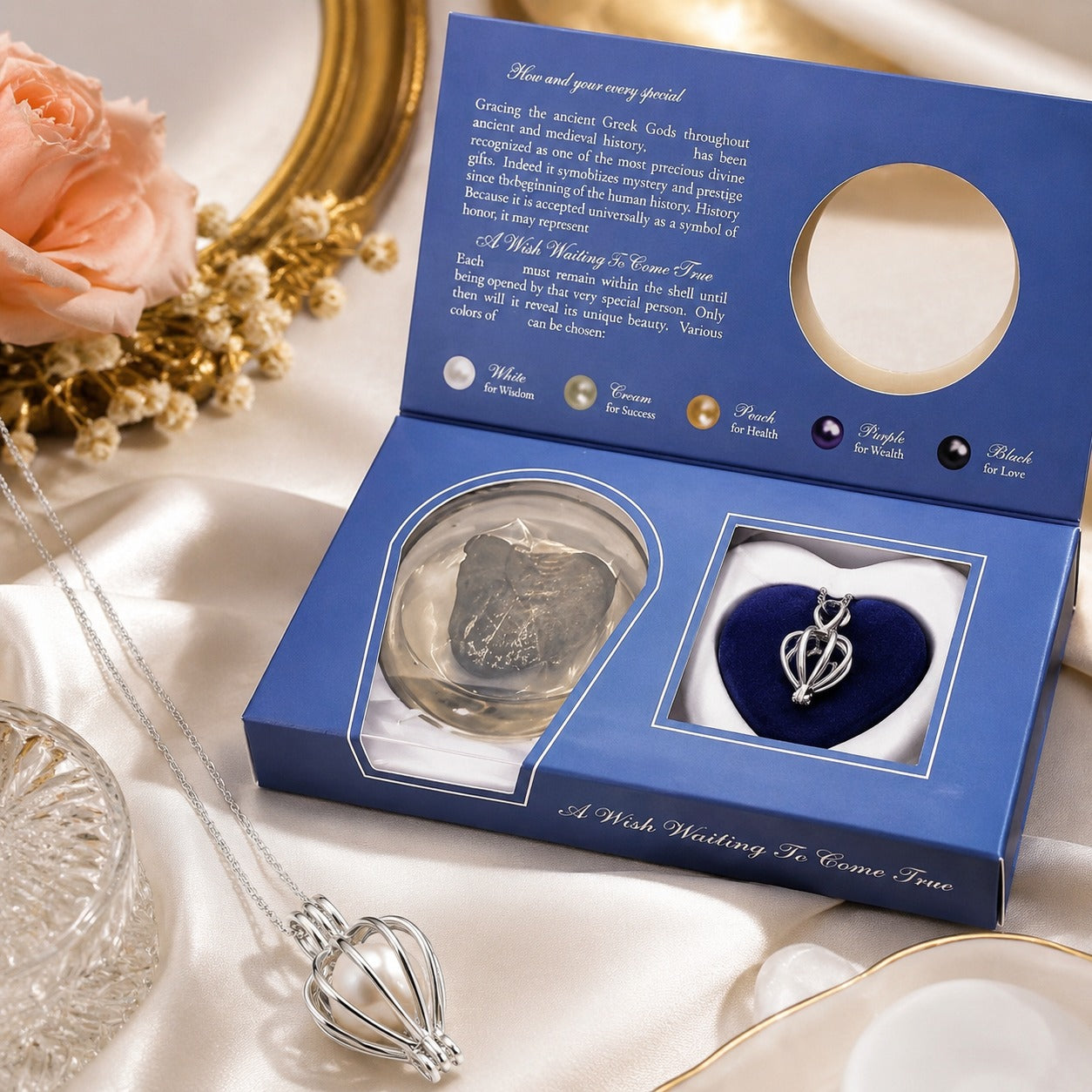 DIy Wish Pearl Necklace Kit – Lotus Locket & Cultured Pearl 16.9
