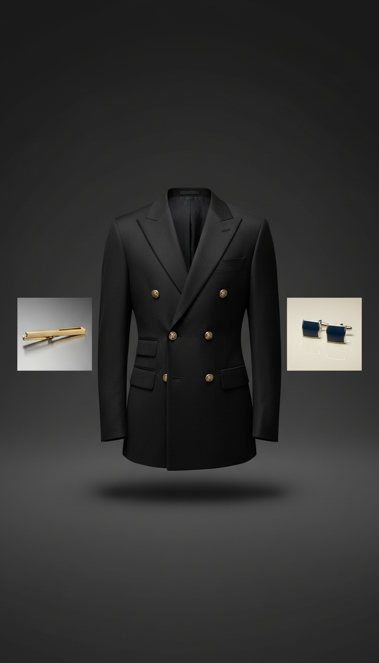 Wool Suit Midnight Houndstooth